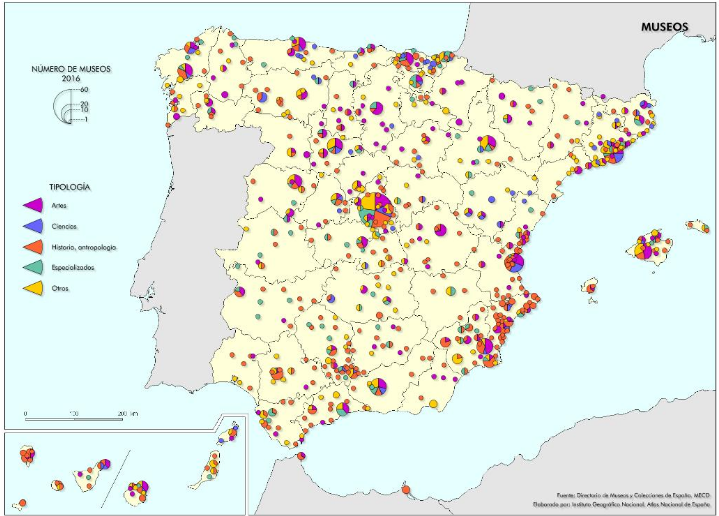 Mapa de los museos de España